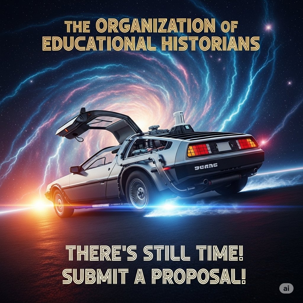 EdHistorians's tweet photo. We're running out of time! You have to help us bring the past to the present-and we're a non-profit, so we can't afford a Delorean or a Flux Capacitor. We need your histories of education. (Due July 15th! Tomorrow as we type this!) Info on submitting here: https://t.co/lQLahHXJnG https://t.co/1Vj8Oa01IE
