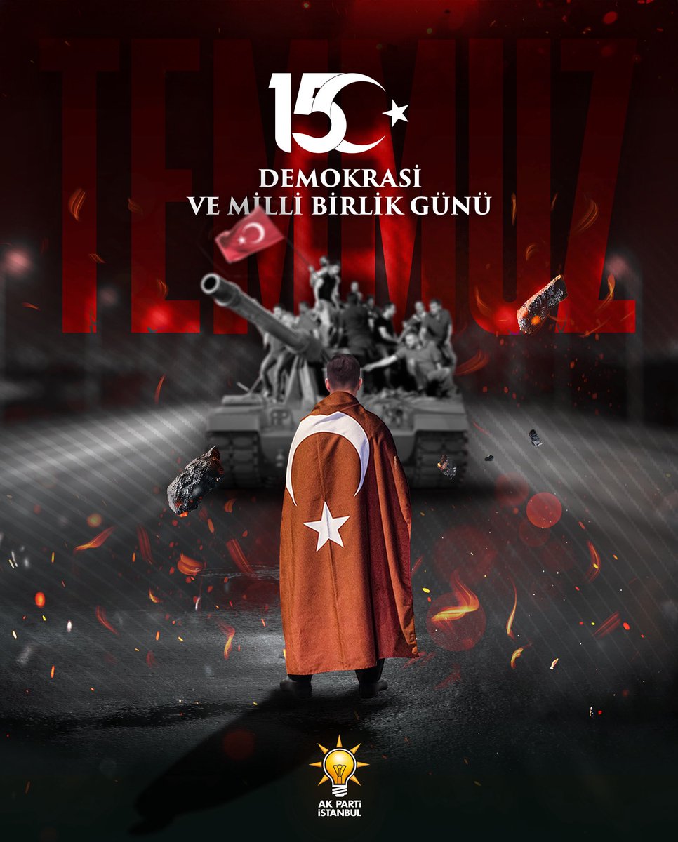 15 Temmuz, milletimizin iradesine pranga vurmak isteyenlere karşı yazdığı onurlu bir direnişin adıdır.

O gece tanklara dur diyen yürekler, bu toprakların sonsuza dek hür kalacağının teminatı oldu.

Şehitlerimizi rahmetle, gazilerimizi minnetle anıyoruz. 🇹🇷
