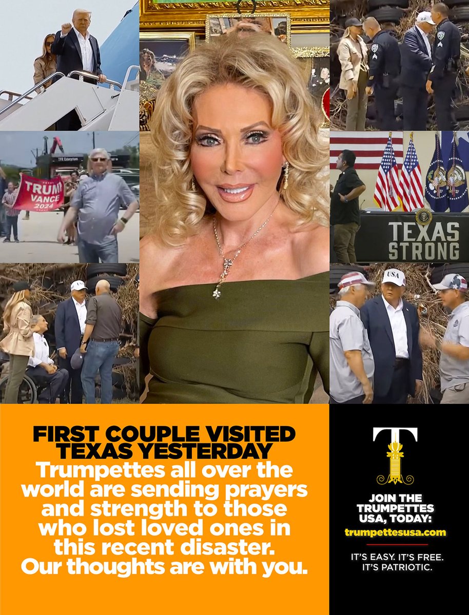 TTrumpette's tweet image. My heart aches for the those affected by the recent floods in Kerrville, Texas. I pray for you and thank all the first responders, law enforcement and government officials who have been dealing with the devastation along the Guadalupe River. GOD BLESS YOU ALL!
Follow, Like, Love…