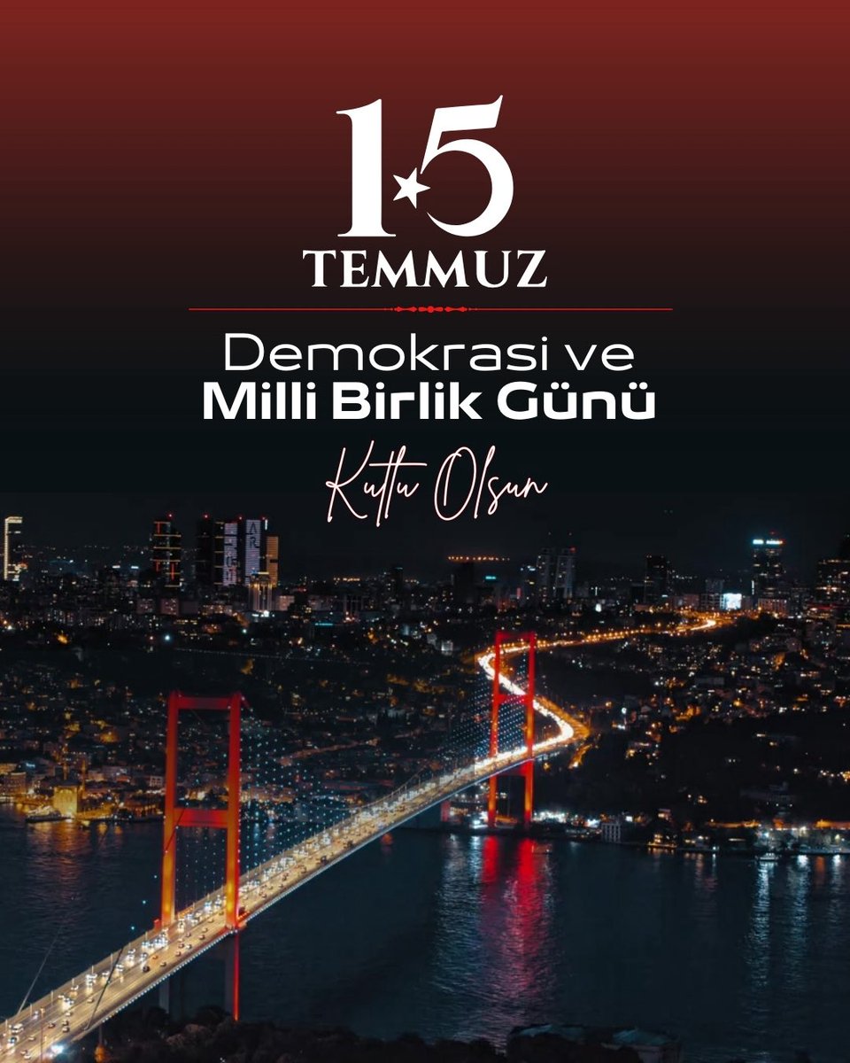 Zaferin Adı Türkiye🇹🇷

15 Temmuz Demokrasi ve Milli Birlik Günü'nde vatanımız uğruna canlarını feda eden şehitlerimizi rahmetle, kahraman gazilerimizi saygı ve minnetle anıyorum.

Rabbim devletimizi, milletimizi ve birliğimizi daim eylesin.