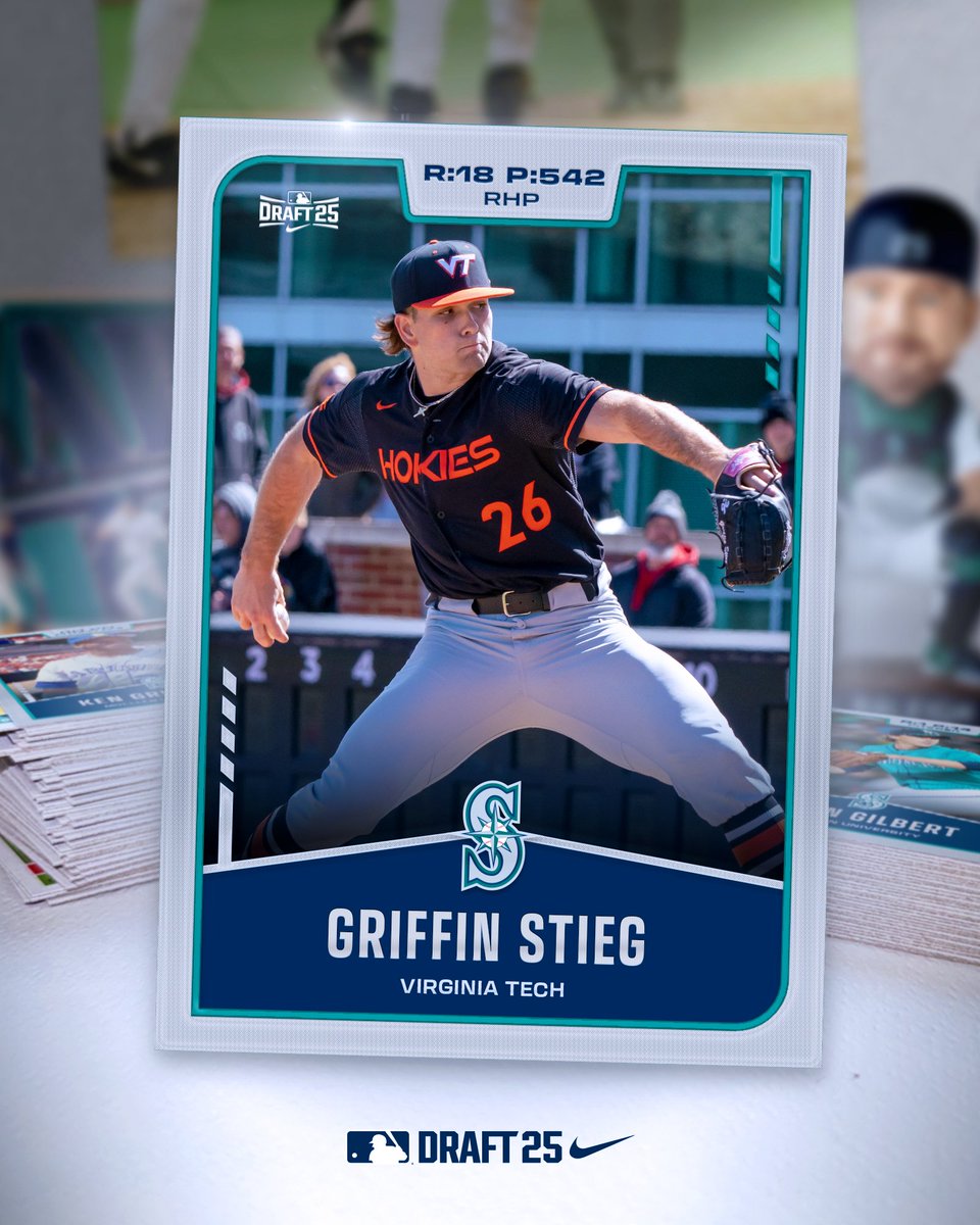 MsPlayerDev's tweet image. Coming in at Round 18!
We've selected RHP @GriffinStieg from @HokiesBaseball! #MLBDraft