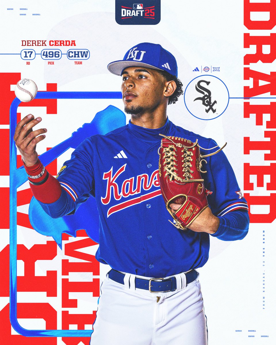 Kansas Baseball (@kubaseball) on Twitter photo Lawrence → Chicago
<a href="/Derek_Cerda10/">Derek Cerda</a> has been selected in the 17th round by the <a href="/whitesox/">Chicago White Sox</a>!
#RockChalk Lawrence → Chicago
<a href="/Derek_Cerda10/">Derek Cerda</a> has been selected in the 17th round by the <a href="/whitesox/">Chicago White Sox</a>!
#RockChalk
