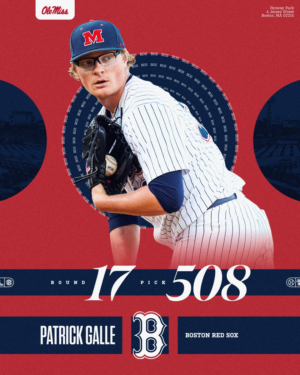 OleMissBSB's tweet image. The @RedSox have selected @patrick_galle in the 17th Round of the 2025 MLB Draft!