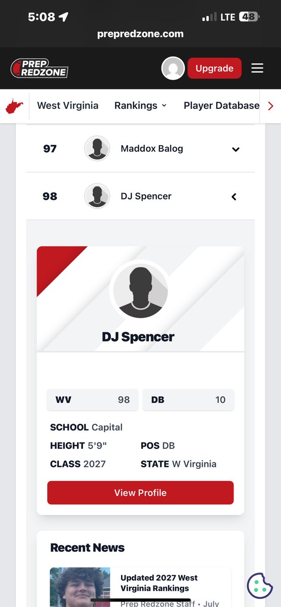 Demajaih “DJ” Spencer (@demajaihspencer) on Twitter photo Grateful to be ranked 10th db in the state!! This will be motivation from the lower state rank.
<a href="/PrepRedzoneWV/">Prep Redzone West Virginia</a>
<a href="/RecruitCapital/">Capital High Football</a> Grateful to be ranked 10th db in the state!! This will be motivation from the lower state rank.
<a href="/PrepRedzoneWV/">Prep Redzone West Virginia</a>
<a href="/RecruitCapital/">Capital High Football</a>