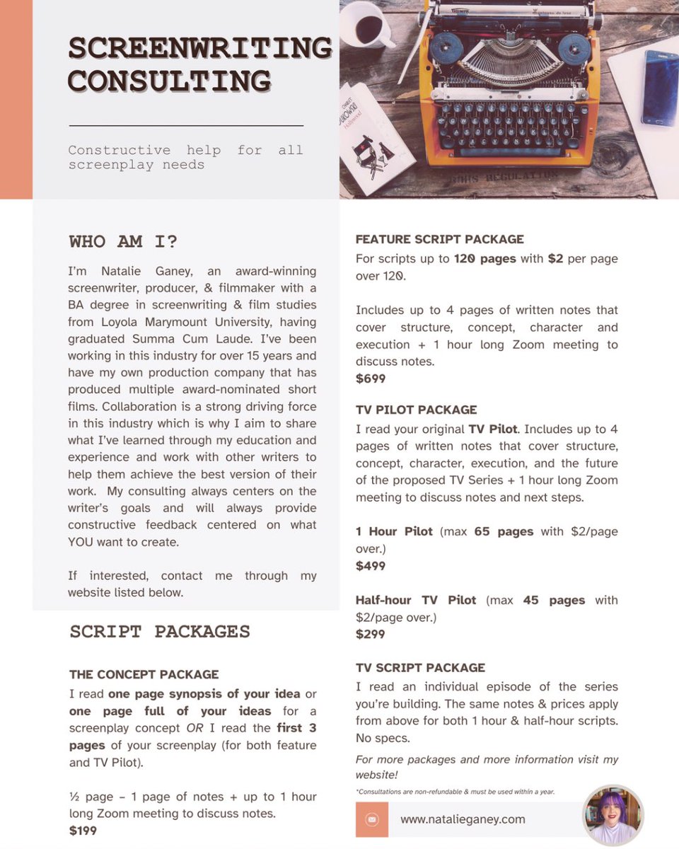 Here’s a little one sheet for quick review of what I can provide!