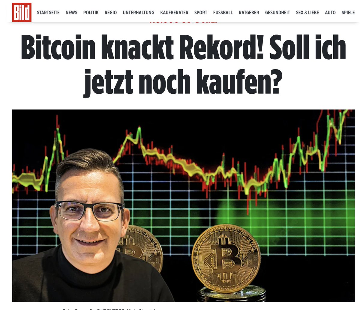 2017 / 2020 / 2025 immer, wenn <a href="/BILD/">BILD</a>  bullische Signale setzt, gilt SHORT! SHORT!! SHORT!!!

Nichts ist besser als der Bild-Index.

Meine Prognose für BTC - 60.000 bis 80.000 USDT bis November 2025.

Mal sehen, ob ich wieder recht behalte.