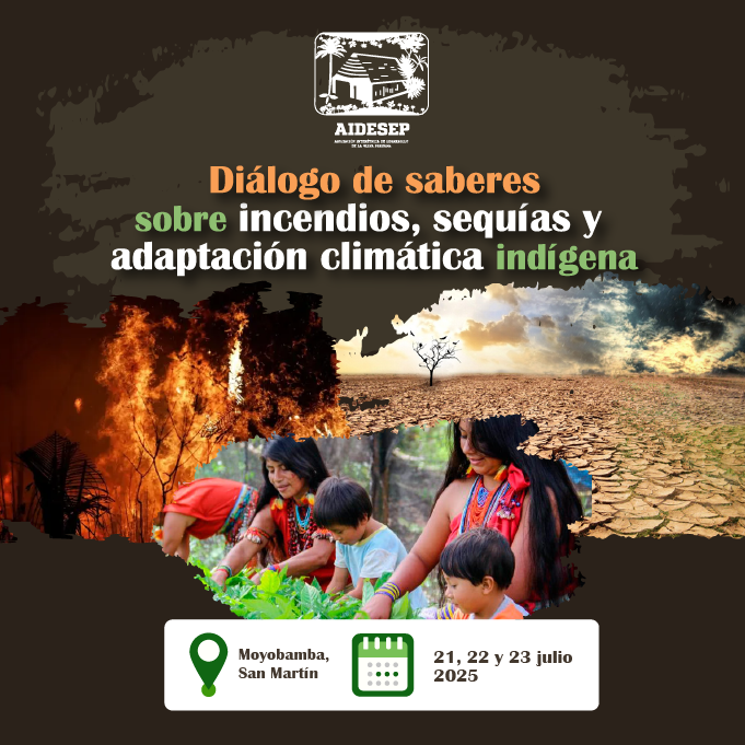 🌱 Del 21 al 23 de julio en Moyobamba, comunidades indígenas amazónicas compartirán saberes y estrategias frente a incendios y sequías en el "Diálogo de Saberes" rumbo a la #COP30. Por una #AdaptaciónClimáticaIndígena desde el territorio. #JusticiaClimática #AIDESEP