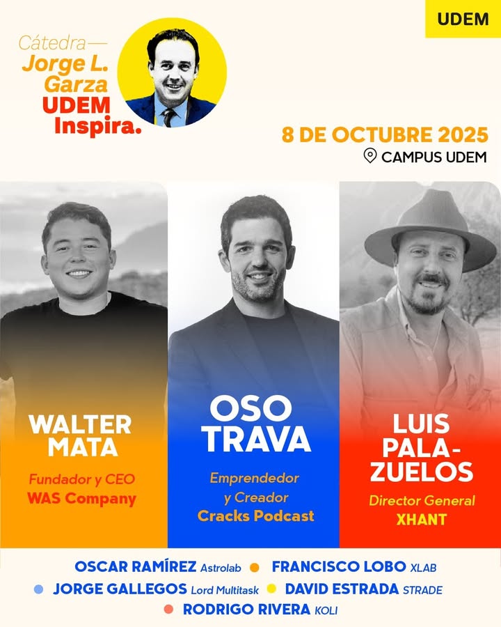🚀 Este 8 de octubre, prepárate para conectar con quienes están transformando el panorama del emprendimiento en México🔝 Llega la Cátedra Jorge L. Garza UDEM Inspira 2025 🔥

📣 ¡Aún puedes registrar tu proyecto de emprendimiento! 👉 bit.ly/43kAGdE