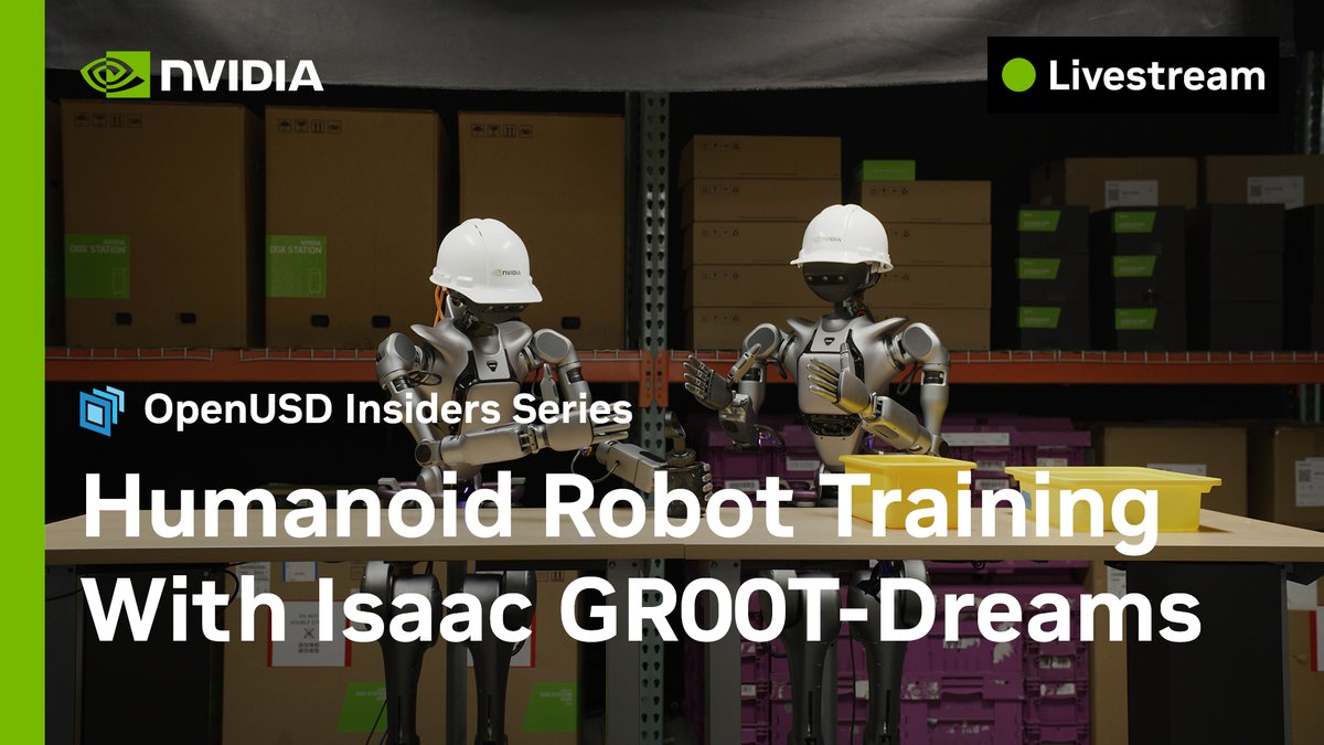 Join our livestream this Wednesday to see #humanoidrobots learn faster than ever.

Discover how GR00T-Dreams and Isaac GR00T N1.5 are using synthetic data and AI to adapt to new tasks and environments. 

Tune in to learn more 👉 nvda.ws/3IrIfsg