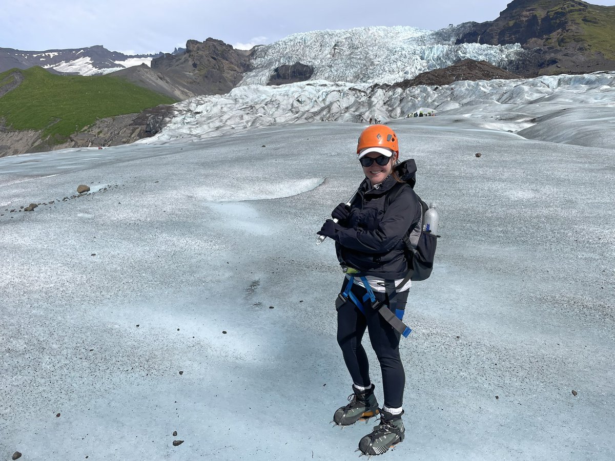 Insley in Iceland 🇮🇸 ⛰️❄️ Just conquered a glacier hike at Skaftafell—scary, thrilling, &amp; totally unforgettable!
Geared up with crampons &amp; ice picks, climbed through ice and drank straight from a glacial stream 🥶💧One of the wildest, most rewarding things I’ve ever done. ❤️🌍