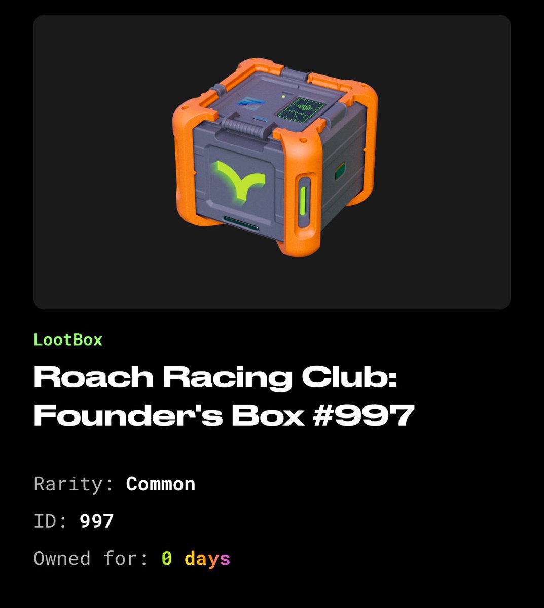 🪳Loot Box on <a href="/RoachRacingClub/">Roach Racing Club</a> 🪳

Stop gamble for more NFT from project on <a href="/AbstractChain/">Abstract</a> I actually believe