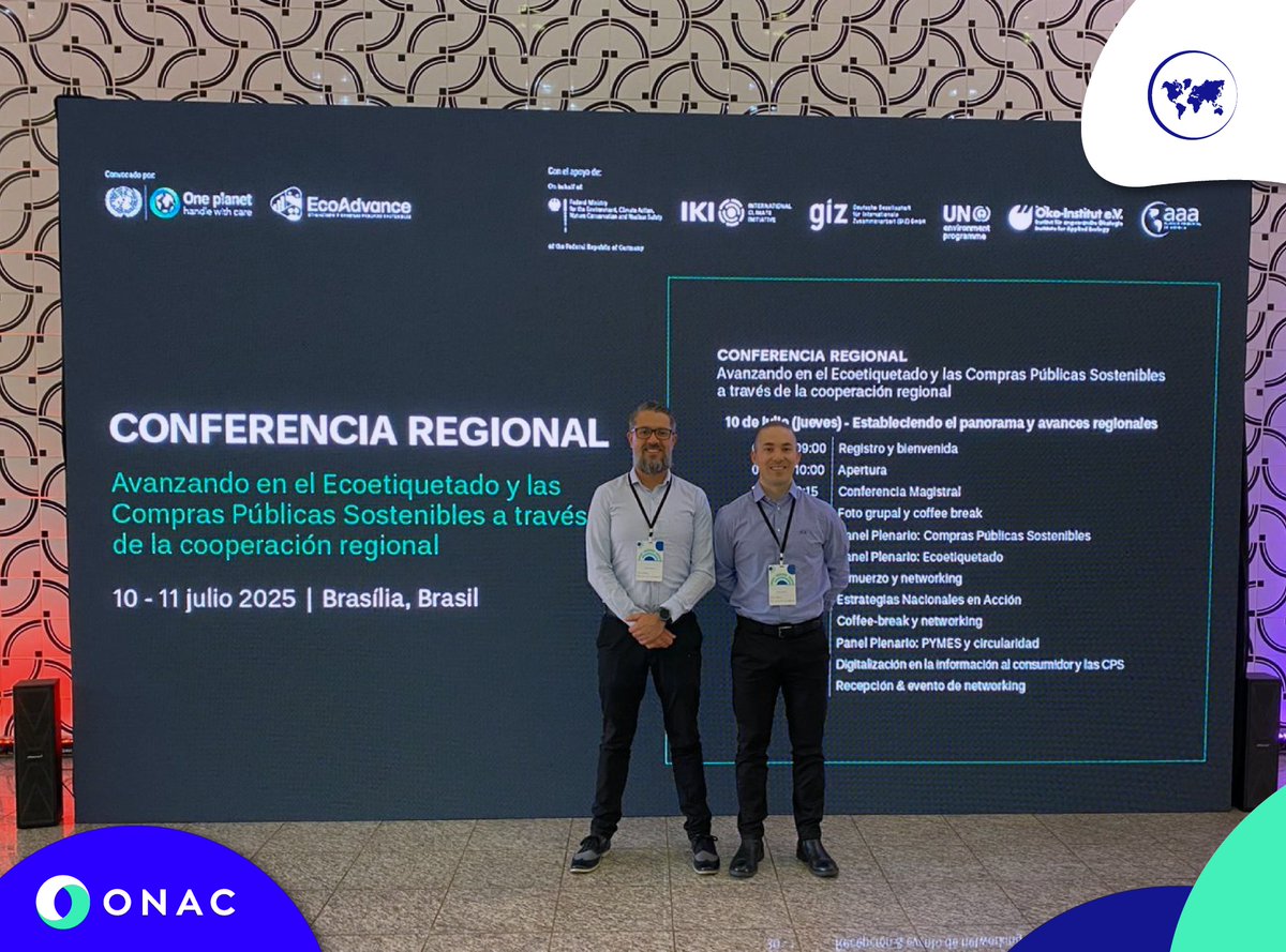 ONAC_COLOMBIA's tweet photo. El 10 y 11 de julio, ONAC participó en la conferencia “Avanzando en el Ecoetiquetado y las Compras Públicas Sostenibles a través de la cooperación regional”, organizada por la #RedOnePlanet y el proyecto #EcoAdvance en Brasilia, junto a @SicalColombia @ICONTEC @INMdeColombia https://t.co/T2T0ySlNUY