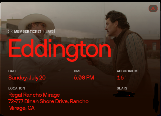 SoldatRenard's tweet image. Finally used a free ticket from my @A24 membership. We only have one Regal, No AMC locally, but multiple @Cinemark theaters. They don't even show any of the A24 movies out here at Cinemark. This Regal is a crack den, but that works for an Ari Aster film.