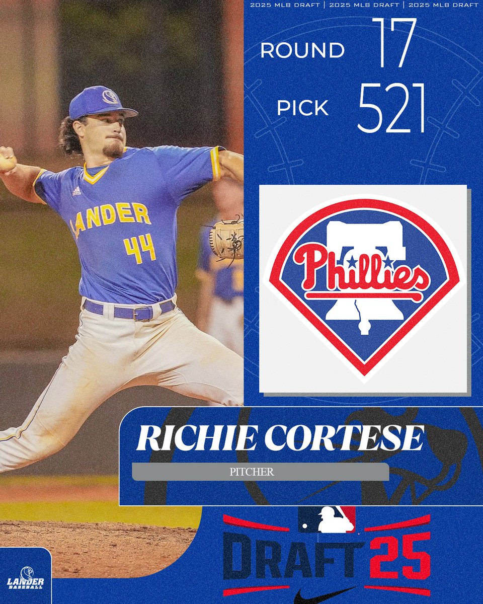 Lander Baseball (@lander_bsb) on Twitter photo How about 2⃣ Bearcats to the South Side of Philly!
Richie Cortese is the 13th draft pick in program history as he joins his teammate on the <a href="/Phillies/">Philadelphia Phillies</a>!
#cLawsUp How about 2⃣ Bearcats to the South Side of Philly!
Richie Cortese is the 13th draft pick in program history as he joins his teammate on the <a href="/Phillies/">Philadelphia Phillies</a>!
#cLawsUp