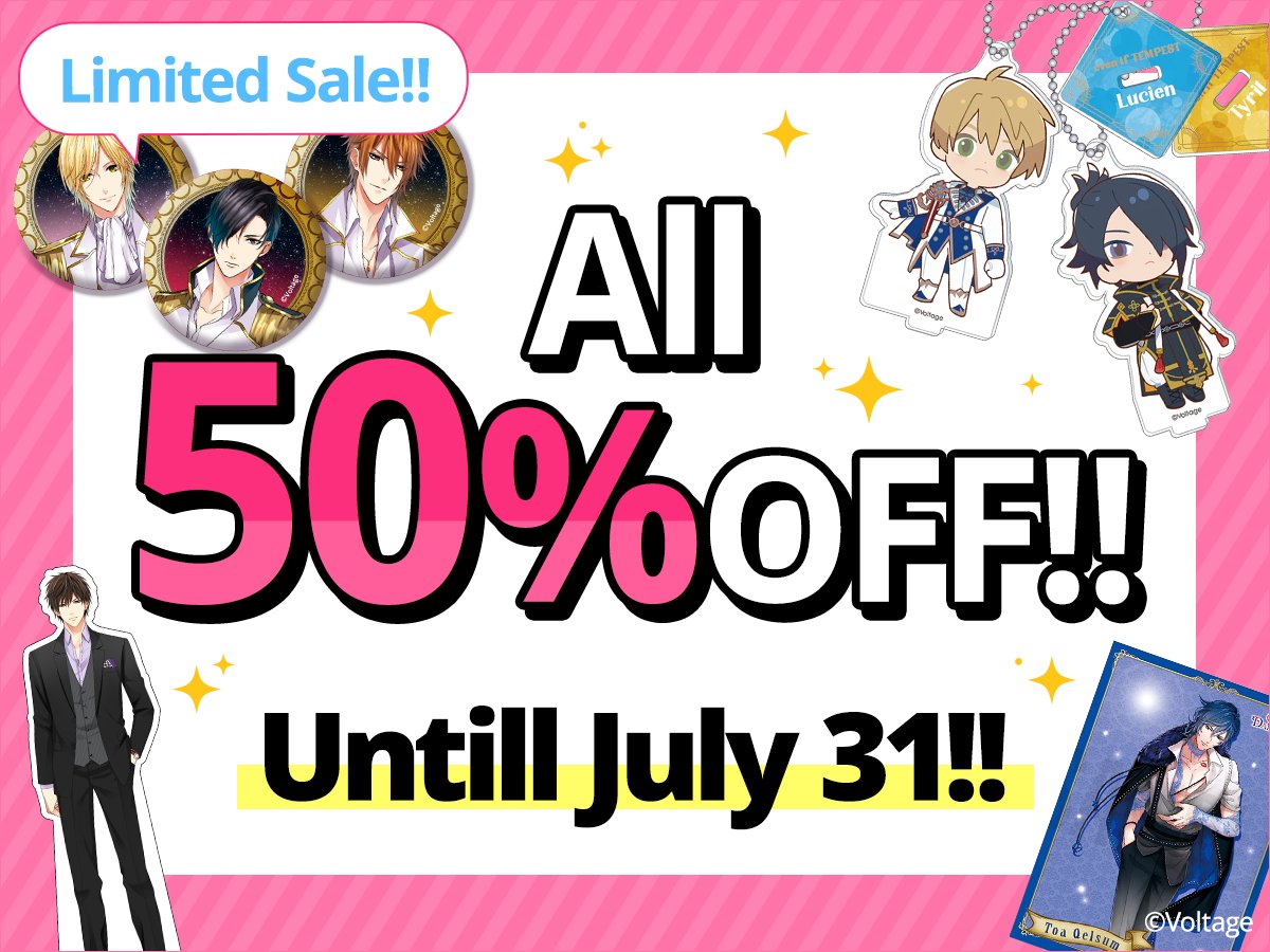 AnimateUSA's tweet image. ❤ Voltage Otome Merch Sale! ❤
#CourtOfDarkness #evenIfTempest #ThePrincessInTheMirror #KissedByTheBaddestBidder #StarCrossedMyth
✨ Get 50% off all related items now through July 31, 2025!
🎁 Plus, receive a bonus file folder with any purchase from these series!
*While…