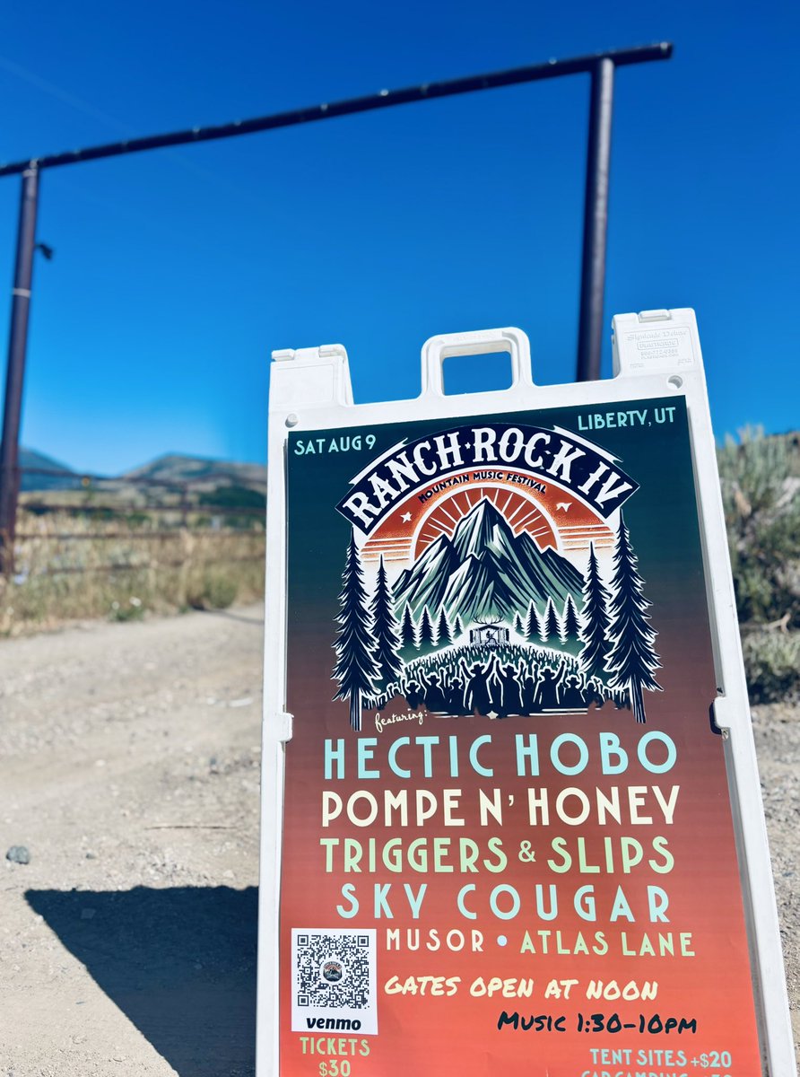 Hectic_Hobo's tweet photo. ⛰️ RANCH ROCK IV 🎶 

🗓️ Saturday, August 9th 
📍 Liberty, Utah

An all day mountain music festival featuring:
⚡️Hectic Hobo
🤠 Triggers &amp; Slips
🎻 Pompe n’ Honey 
🎷 Sky Cougar
✨ Musor
🎸 Atlas Lane 

🕐 Music from 1:30-10pm

🎟️ $30 tickets on sale now: https://t.co/ybIWD2Lb78 https://t.co/VCZJxSYysZ