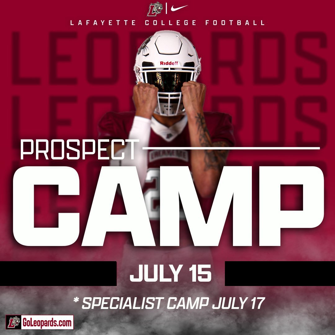 Corey Warren (@corey_warren14) on Twitter photo Excited to attend <a href="/LafColFootball/">Lafayette Football</a> Specialist Camp on July 17th!
#RollPards #ClimbTheHill
<a href="/Coach__Trox/">John Troxell</a> <a href="/CoachSeumalo/">Andrew Seumalo</a>
<a href="/CoachKBaumann/">Kevin Baumann</a>
<a href="/CoachChrismer23/">Joe Chrismer IV</a> <a href="/CoachZDawson/">Zach Dawson</a> <a href="/CoachRossNCSA/">Ross Newkirk</a> <a href="/Susquenita_FB/">Susquenita Blackhawks Varsity Football</a> Excited to attend <a href="/LafColFootball/">Lafayette Football</a> Specialist Camp on July 17th!
#RollPards #ClimbTheHill
<a href="/Coach__Trox/">John Troxell</a> <a href="/CoachSeumalo/">Andrew Seumalo</a>
<a href="/CoachKBaumann/">Kevin Baumann</a>
<a href="/CoachChrismer23/">Joe Chrismer IV</a> <a href="/CoachZDawson/">Zach Dawson</a> <a href="/CoachRossNCSA/">Ross Newkirk</a> <a href="/Susquenita_FB/">Susquenita Blackhawks Varsity Football</a>