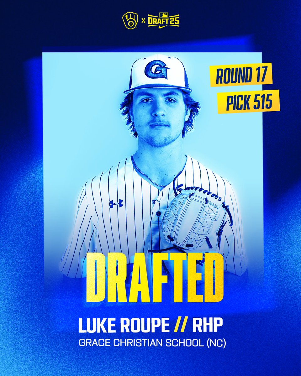 BrewersPD's tweet image. Round 17 / Pick 515
Luke Roupe / Grace Christian School (NC)
Welcome to the Crew, @LukeRoupe19!
#ThisIsMyCrew