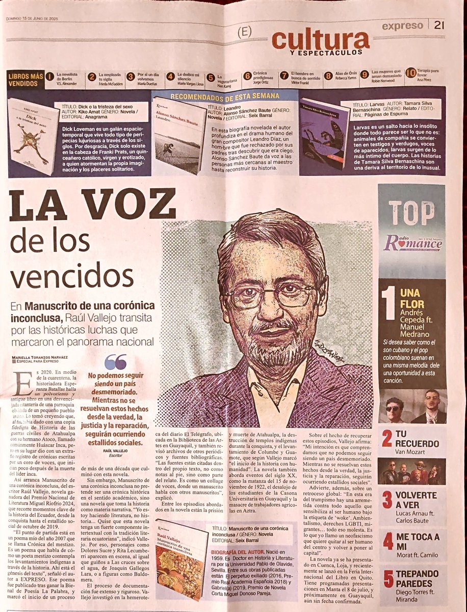 Bixicleta_ec's tweet image. En 'Manuscrito de una corónica inconclusa' Raúl Vallejo dialoga con el presente más inmediato: el estallido social de 2019.
“La última de las escribientes es una historiadora que participa en ese levantamiento", le contó a @ChicaCultura | @banano59👉🏼 expreso.ec/ocio/raul-vall…