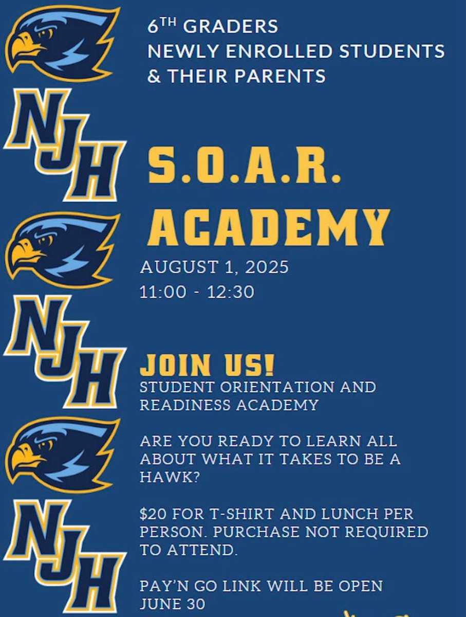 📣 SOAR Academy Pay N’ Go link is LIVE!!! LINK CLOSES JULY 21st at midnight! 📣

Here is the link!  katyisd.revtrak.net/junior-high-sc…