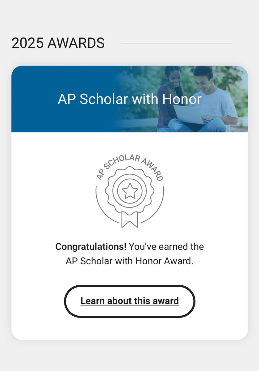 blessed to receive the AP Scholar with Honor award! 🤍 #APScholar