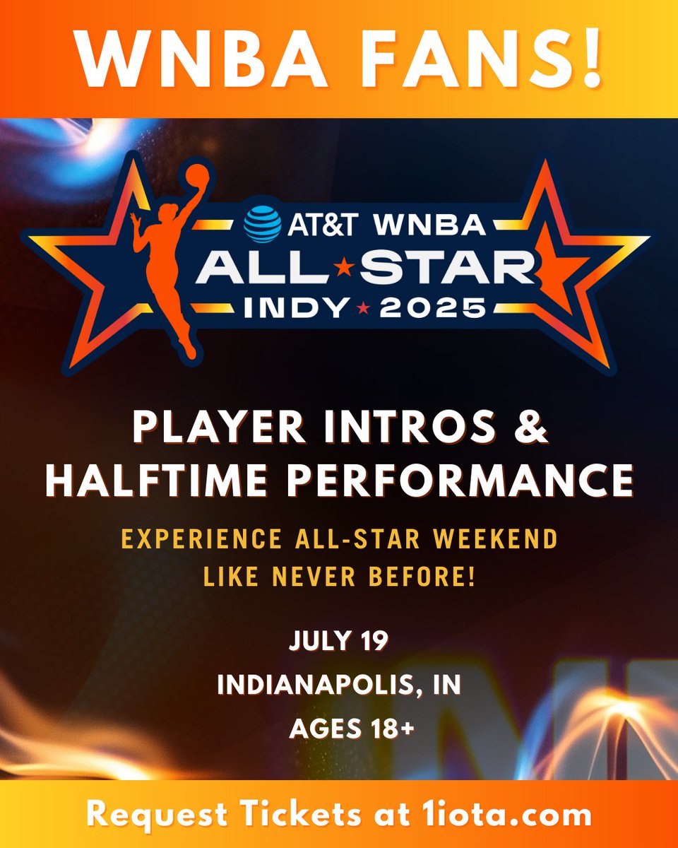 🏀 Be part of the action at the 2025 #WNBA All-Star Weekend! Join us for an unforgettable night featuring the WNBA’s top voted All-Stars with special intros and halftime performances. Request your tickets now: 1iota.com/show/1934/wnba…

July 19
Indianapolis, IN
Ages 18+