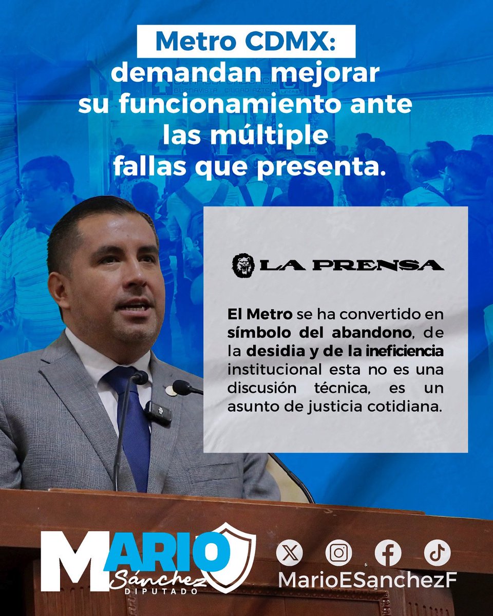 ABANDONO, DESIDIA E INEFICIENCIA 🚨

Esas palabras describen la trágica situación del MetroCDMX y la afectación directa para millones de personas que sufren a diario su negligente administración.