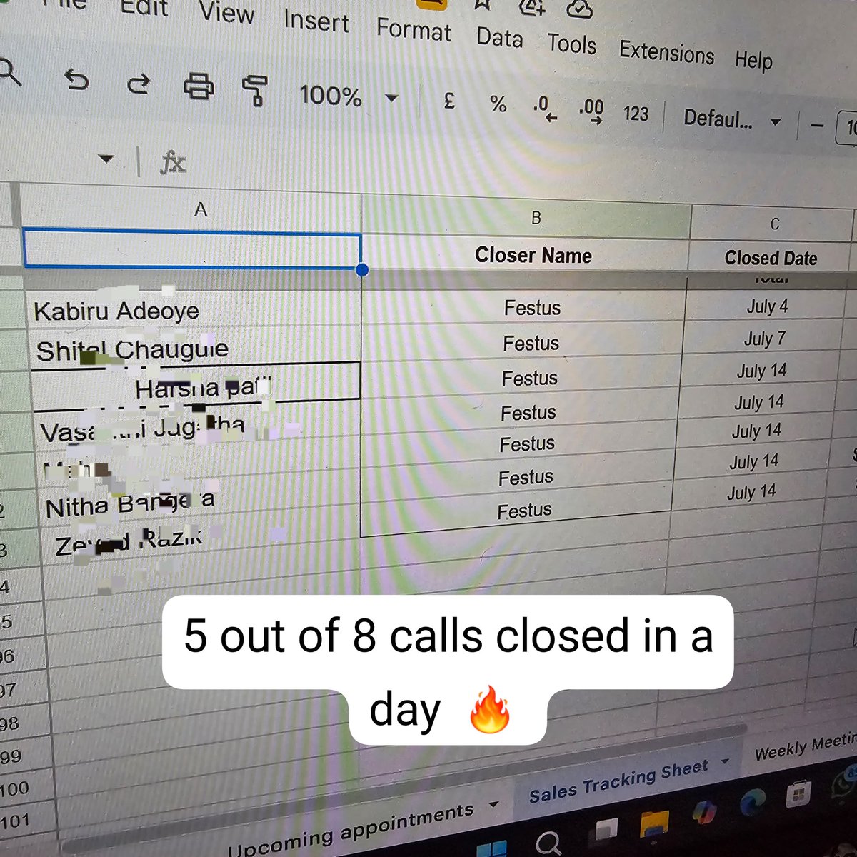 New goal crushed 🔥 

5 out of 8 calls closed in a day.

the next goal is to close all booked appointments on a single call.

this is what mastering brings 💪 💪 

a great way to start the week.

#HighTicketSales #SalesStrategy  #B2BSales