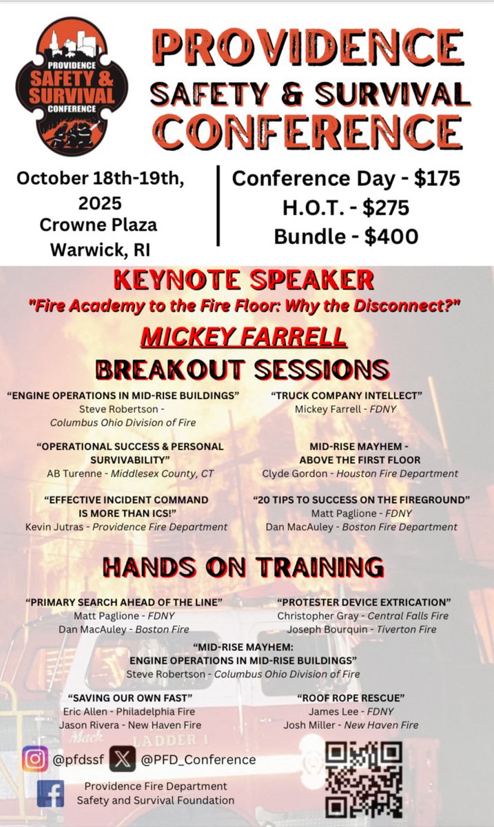 Providence Safety & Survival Conference (@pfd_conference) on Twitter photo 🔥Registration Announcement🔥 Our website & registration for the 2025 Providence Safety & Survival Conference is now live! Oct. 18-19 <a href="/CrownePlaza/">Crowne Plaza Hotels & Resorts by IHG</a> Providence-Warwick. Visit our website for classes, speakers, hotels & more @ pfdssf.com #PFDConference #Registration 🔥Registration Announcement🔥 Our website & registration for the 2025 Providence Safety & Survival Conference is now live! Oct. 18-19 <a href="/CrownePlaza/">Crowne Plaza Hotels & Resorts by IHG</a> Providence-Warwick. Visit our website for classes, speakers, hotels & more @ pfdssf.com #PFDConference #Registration