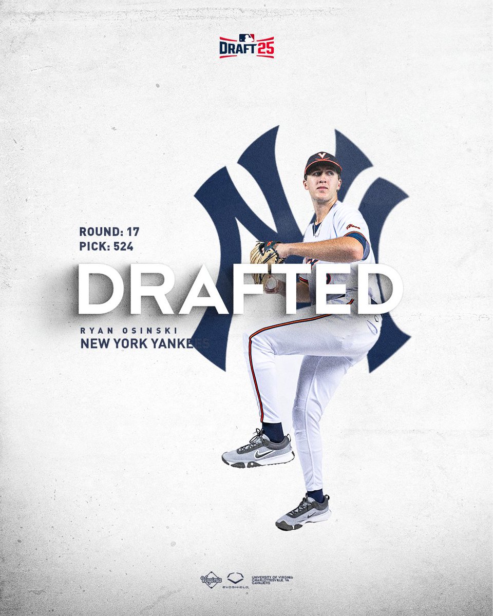 Virginia Baseball (@uvabaseball) on Twitter photo Charlottesville ➡️ New York
With the 524th pick, the <a href="/Yankees/">New York Yankees</a> select <a href="/OsinskiRyan/">Ryan Osinski</a>!
#GoHoos Charlottesville ➡️ New York
With the 524th pick, the <a href="/Yankees/">New York Yankees</a> select <a href="/OsinskiRyan/">Ryan Osinski</a>!
#GoHoos