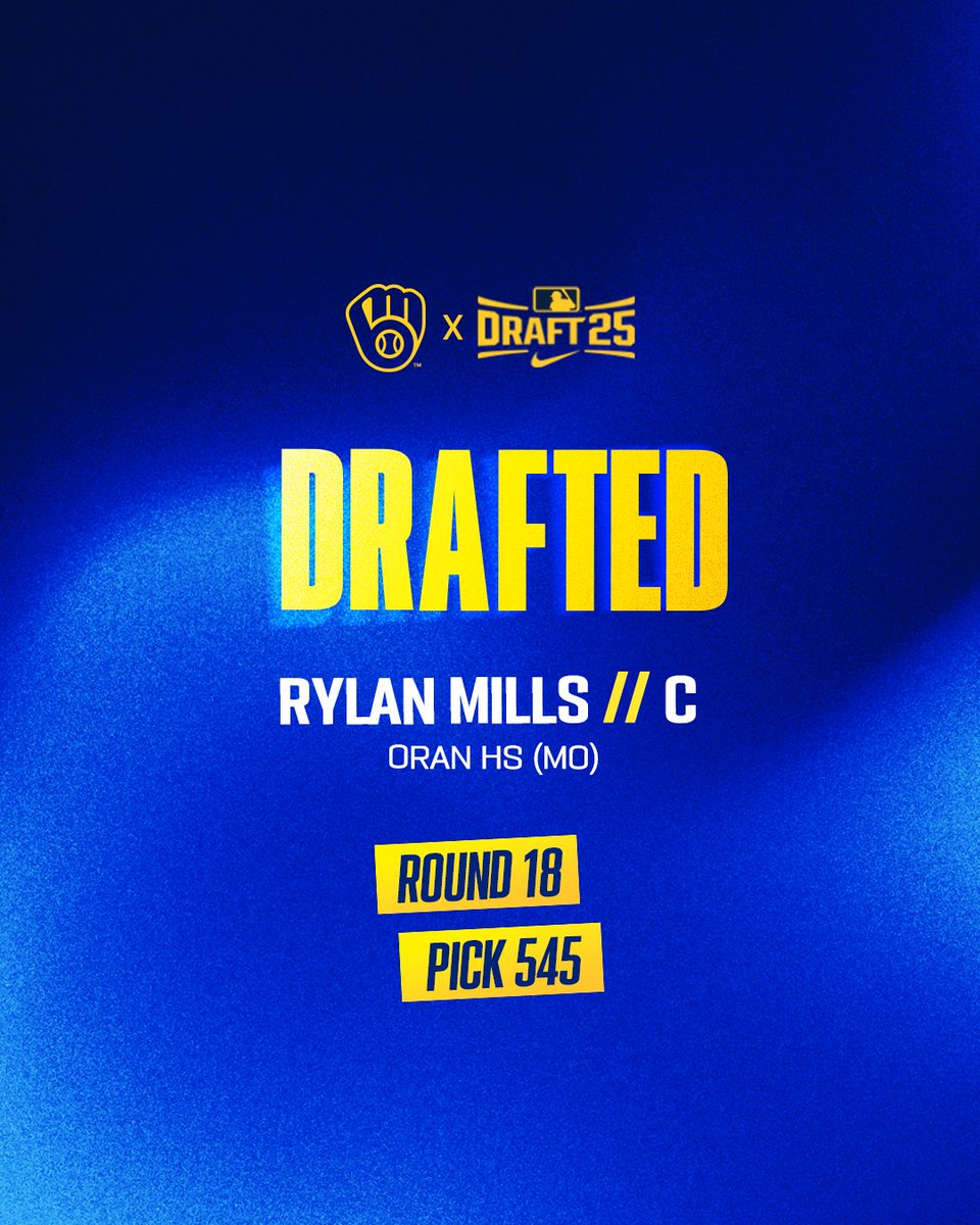 BrewersPD's tweet image. Round 18 / Pick 545
Rylan Mills / Oran HS (MO)
Welcome to the Crew, @rylan_mills4!
#ThisIsMyCrew