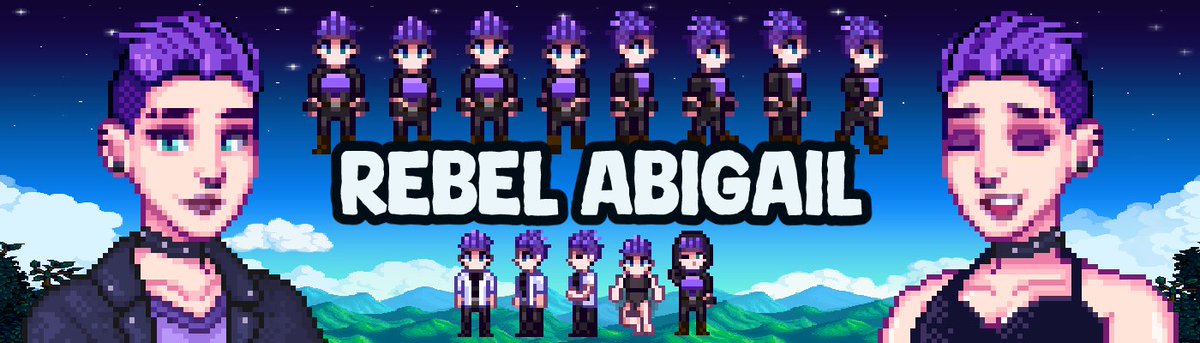 BoundNode's tweet image. I created a Stardew Valley mod which reimagines Abigail_ If you're interested you can see more here: nexusmods.com/stardewvalley/…