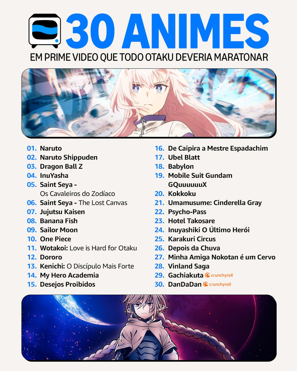 PrimeVideoBR's tweet image. chamando os otakus pra maratonar essa lista de animes 𝓭𝓮 𝓺𝓾𝓪𝓵𝓲𝓭𝓪𝓭𝓮! por qual vcs vão começar? 👀