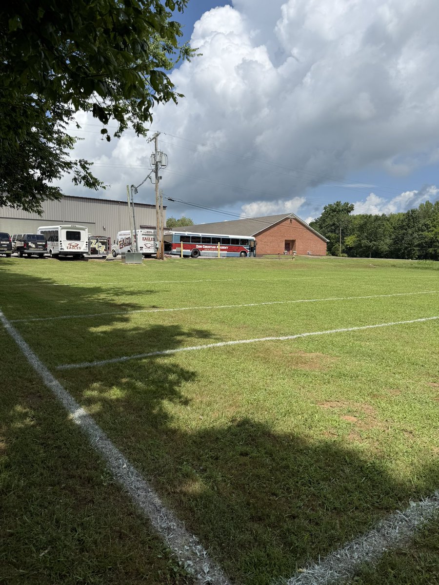 Need some practice space painted on something other than a game field? We can help! 

Here we have Zion Christian academy with a practice football field on a space that is on campus. Save your game field grass and have us make a field for you!