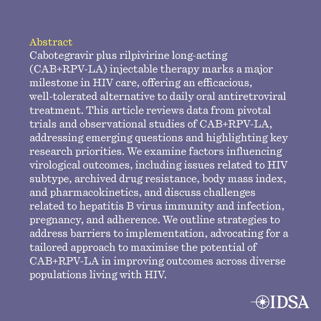 Optimising the Use of Cabotegravir Plus Rilpivirine Long-Acting Therapy in HIV Care: Evidence, Implementation, and Unanswered Questions

✅ Just Accepted
🔗 bit.ly/4eFpX31