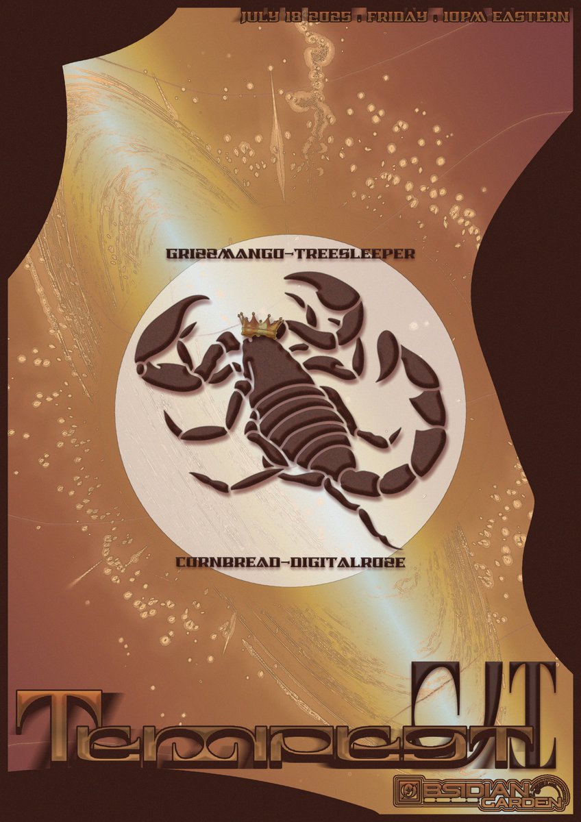 𝐎𝐛𝐬𝐢𝐝𝐢𝐚𝐧 𝐆𝐚𝐫𝐝𝐞𝐧 (@obsdngrdn) on Twitter photo TEMPEST VI: GOLD-PRINT LIMITED
Friday July 18th @ 9PM CST // 10PM EST
10PM - <a href="/GrizzMango/">Grizz</a>
11PM - <a href="/_treesleeper/">treesleeper</a>
12AM - <a href="/cornbread531/">cornbread531</a>
1AM - <a href="/_DigitalRoze/">DigitalRoze</a>
#vrchat #vrcevent #vrcmusicevent #ObsidianGarden
Poster: animeman.us
Dancers from Obsidian Garden & SEXYAF TEMPEST VI: GOLD-PRINT LIMITED
Friday July 18th @ 9PM CST // 10PM EST
10PM - <a href="/GrizzMango/">Grizz</a>
11PM - <a href="/_treesleeper/">treesleeper</a>
12AM - <a href="/cornbread531/">cornbread531</a>
1AM - <a href="/_DigitalRoze/">DigitalRoze</a>
#vrchat #vrcevent #vrcmusicevent #ObsidianGarden
Poster: animeman.us
Dancers from Obsidian Garden & SEXYAF