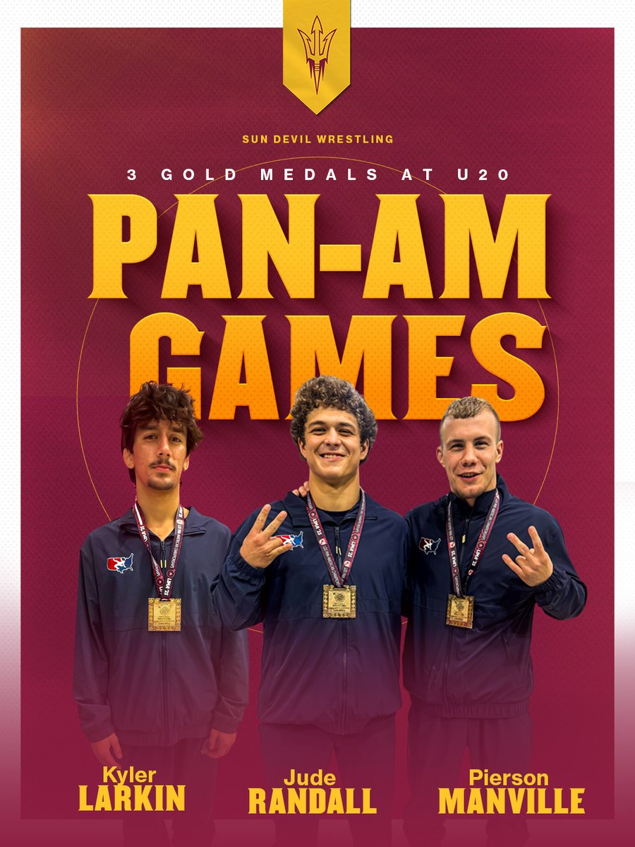 Sun Devil Wrestling (@asuwrestling) on Twitter photo A golden trio! ⭐️
Congratulations to our three gold medalists from this past weekend's U20 Pan-Am Games representing <a href="/USAWrestling/">USA Wrestling</a>!
#ForksUp /// #O2V A golden trio! ⭐️
Congratulations to our three gold medalists from this past weekend's U20 Pan-Am Games representing <a href="/USAWrestling/">USA Wrestling</a>!
#ForksUp /// #O2V