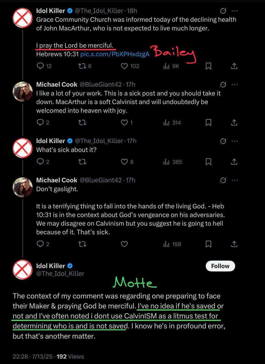 This is perfect contrasting examples of what Christian maturity looks like (from <a href="/Soteriology101/">Soteriology101 🩸</a>) and what pure hatred of an ideology and immaturity looks like (from <a href="/The_Idol_Killer/">Idol Killer</a>). It seems Warren has learned nothing of Christian charity in from his discussions with Leighton.
