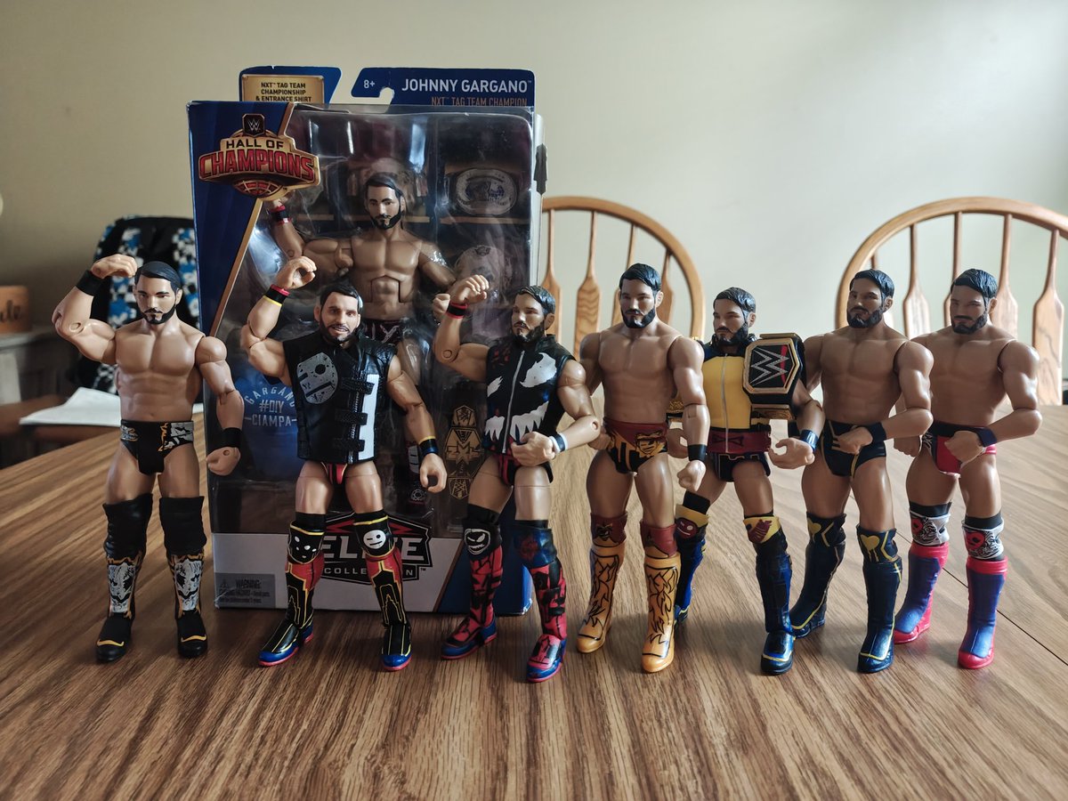 Here is Jaxson's <a href="/JohnnyGargano/">Johnny Gargano</a> figure collection. Last one came in today.