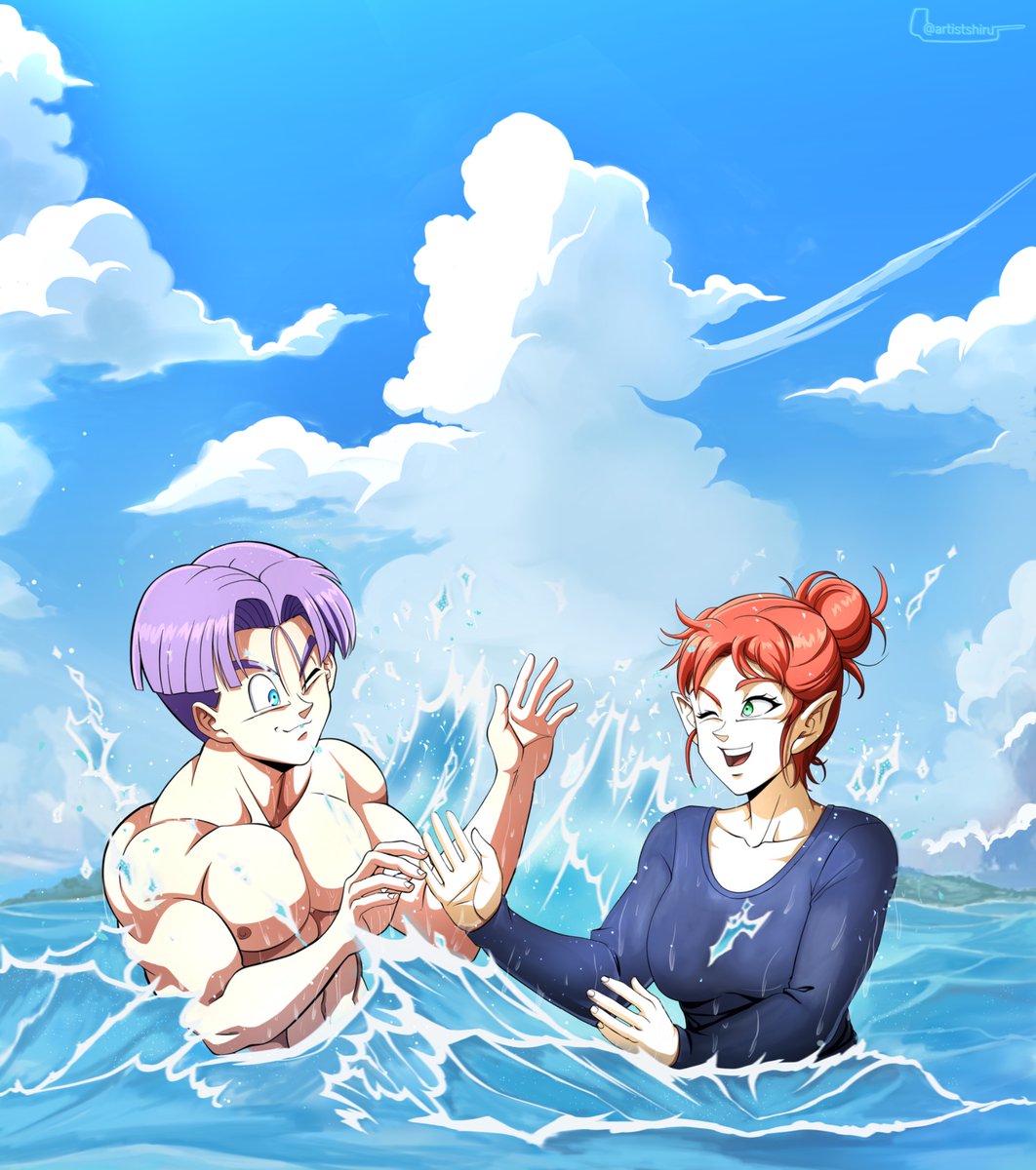 HopefulOptimyst's tweet photo. Chapter 25 of “Onward” has been posted! 
“Ebb.”
Just a day at the beach for our weary travelers… 🌊☀️❤️
https://t.co/SSuQzmKclH
#dragonballgt #dragonballz #fanfiction 
Ty @/artstshiru for the lovely scene :) https://t.co/eNWN5islB3