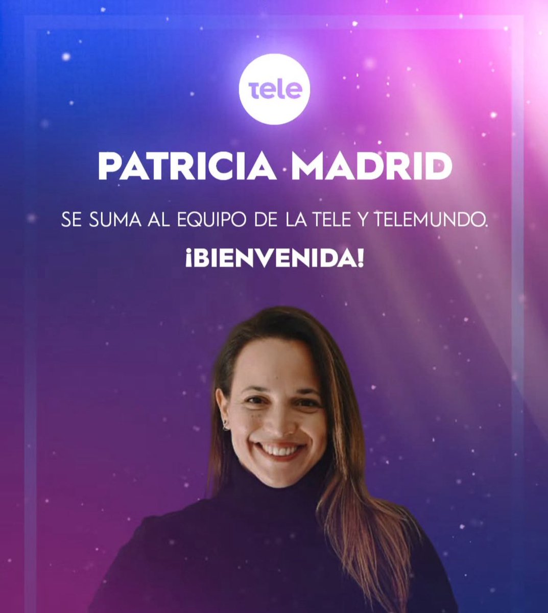 Hoy la noticia son ellos:

¡Bienvenidos <a href="/PatriciaJMadrid/">Patricia Madrid</a> y <a href="/wolloch/">Bernardo Wolloch</a> a <a href="/teledoce/">𝗧𝗲𝗹𝗲𝗱𝗼𝗰𝗲 📺</a> y <a href="/TelemundoUY/">Telemundo</a>!

Se vienen cosas!!! 📺🙌🏼
