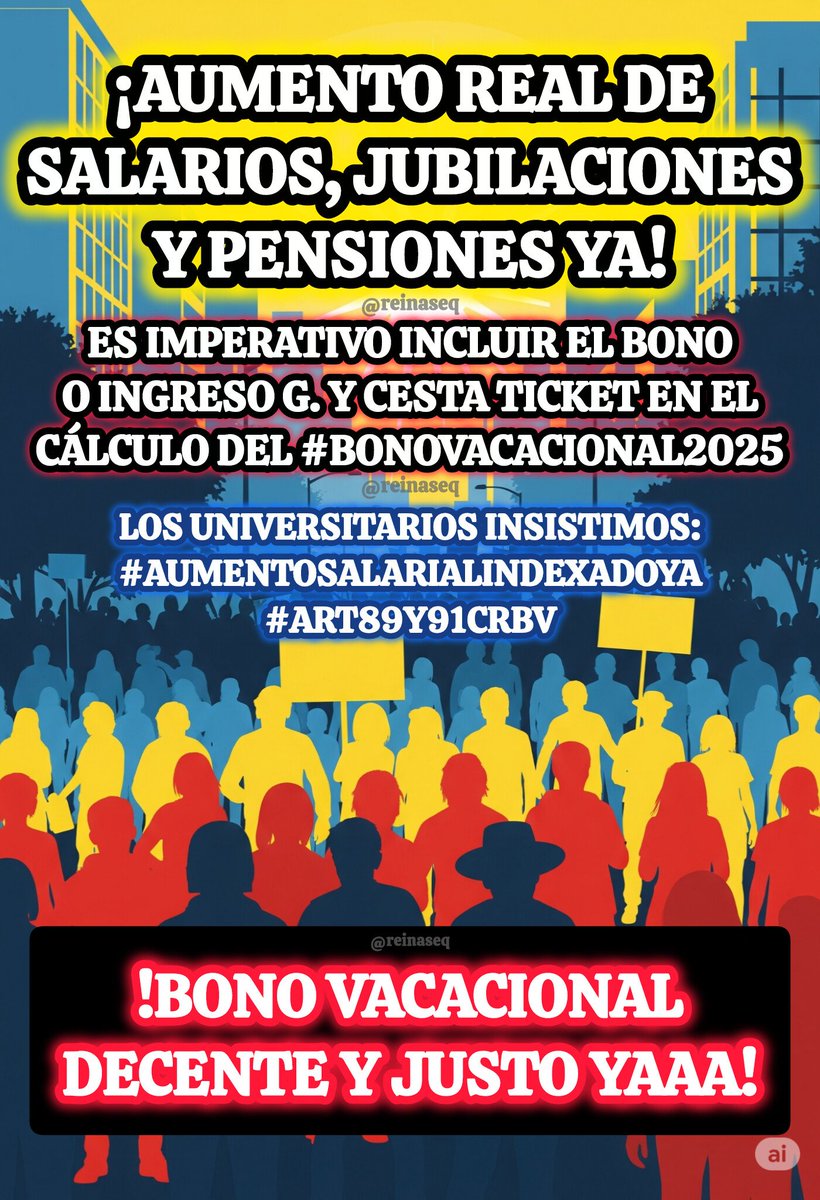 🚨 URGENTE || Bs. 6160,00 como complemento de un ya precario Bono Vacacional es INHUMANO, ¡ES URGENTE RECTIFICAR ÉSTO POR SENTIDO COMUN Y DECENCIA!

📢 #BonoVacacional2025 DECENTE Y JUSTO YAAA!

📢 LOS UNIVERSITARIOS INSISTIMOS
#AumentoSalarialIndexadoYA
#Art89y91CRBV #Art68CRBV