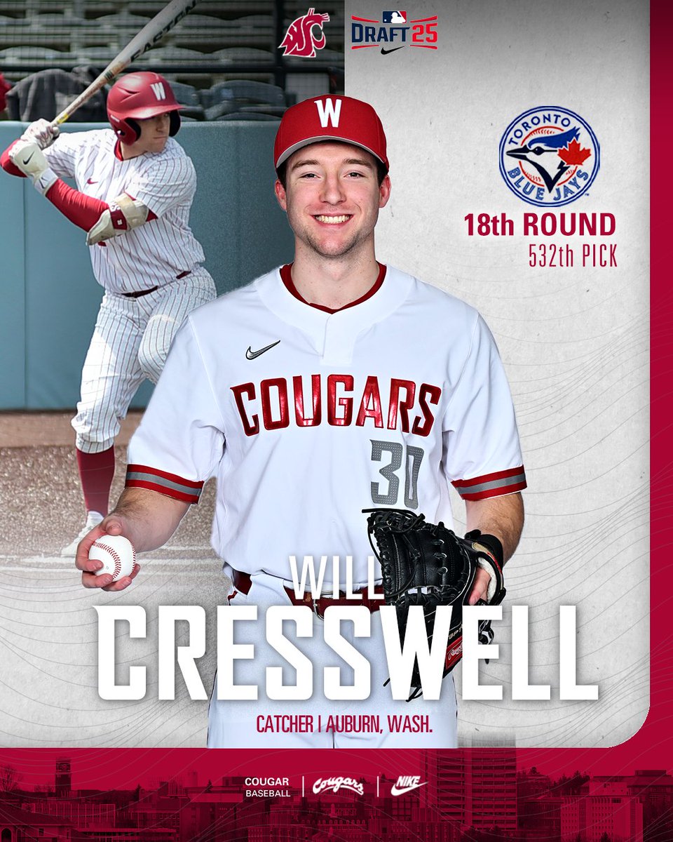 𝙒𝙞𝙡𝙡 𝘾𝙧𝙚𝙨𝙨𝙬𝙚𝙡𝙡 𝙞𝙨 𝙝𝙚𝙖𝙙𝙚𝙙 𝙣𝙤𝙧𝙩𝙝!

- All-Mountain West 2nd Team
- .329 avg, 13 2B, 5 HR, 43 RBI
- MWC-best 19 runners caught stealing

#GoCougs | #WAZZU | Toronto Blue Jays