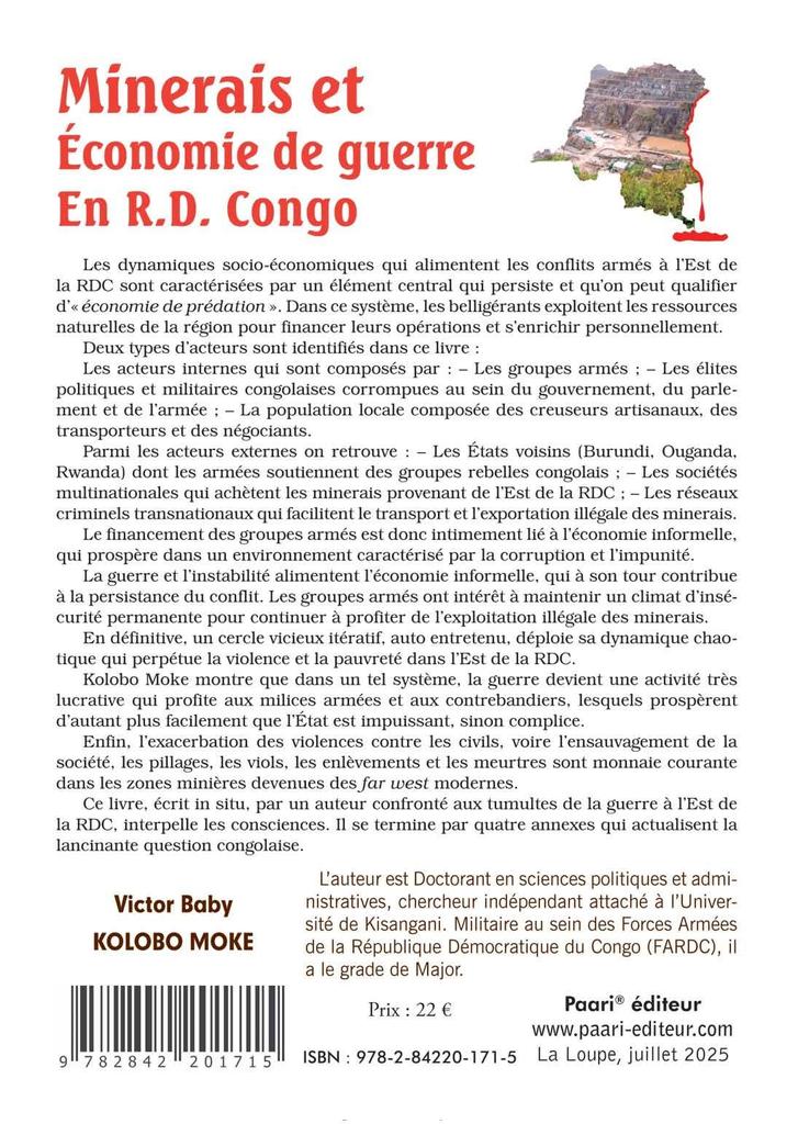 [À PARAÎTRE]
"Minerais et Economie de guerre en RD Congo" de Victor Baby Kolobo Moke . 
Préface du professeur <a href="/amaindo/">Alphonse MAINDO</a>