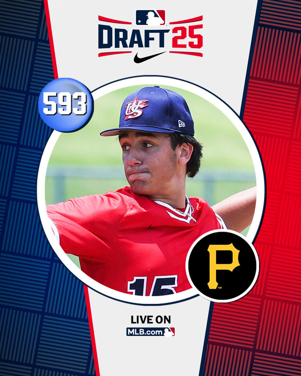 With their 20th‑round pick (No. 593 overall), the <a href="/Pirates/">Pittsburgh Pirates</a> select Miller Place (NY) left-handed pitcher Nick Frusco, No. 249 on the Top 250 Draft Prospects list.

Watch LIVE: atmlb.com/4646N4t