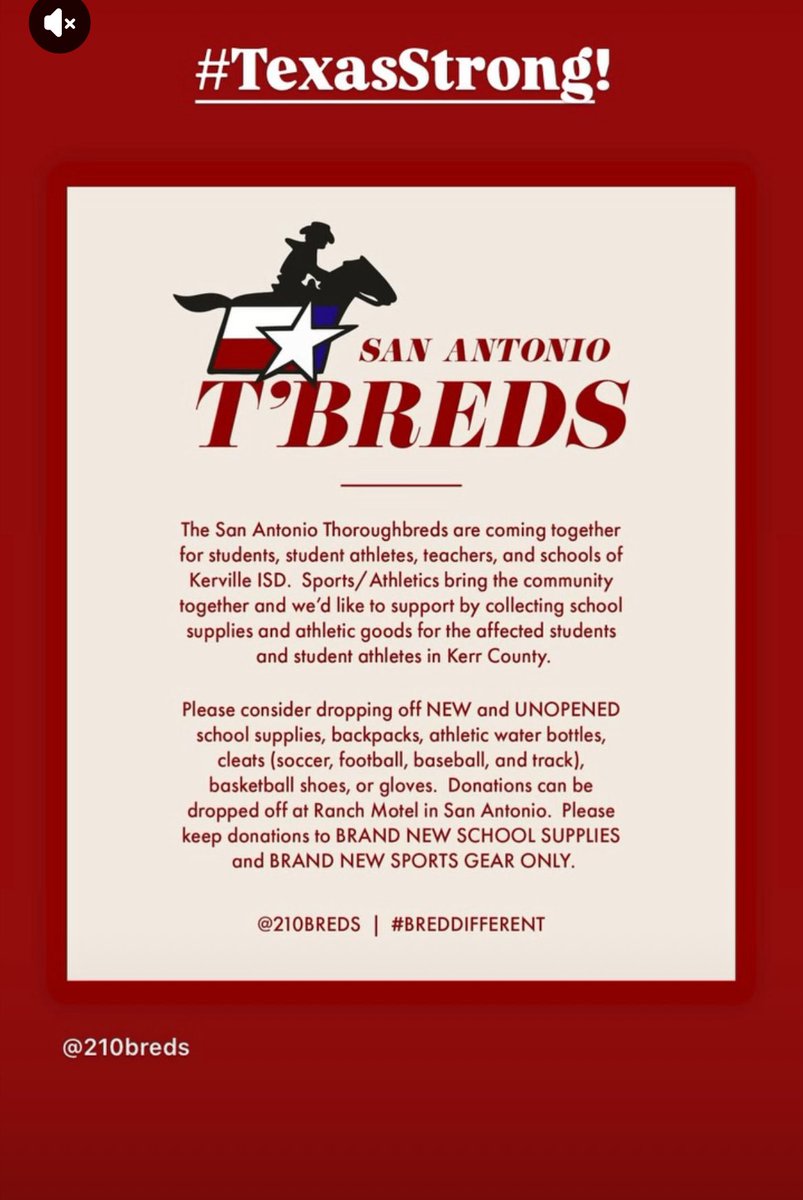 Ernest βNetoβ Williams II (@6_island_) on Twitter photo Support our Neighbors in Kerrville. Donations can be dropped off at:
The Ranch Motel
3101 Broadway
San Antonio, TX 78209
#TexasStrong
#Kerrville
<a href="/210Breds/">SAThoroughbreds</a>
<a href="/CoachAveion/">Aveion Trabue</a> Support our Neighbors in Kerrville. Donations can be dropped off at:
The Ranch Motel
3101 Broadway
San Antonio, TX 78209
#TexasStrong
#Kerrville
<a href="/210Breds/">SAThoroughbreds</a>
<a href="/CoachAveion/">Aveion Trabue</a>