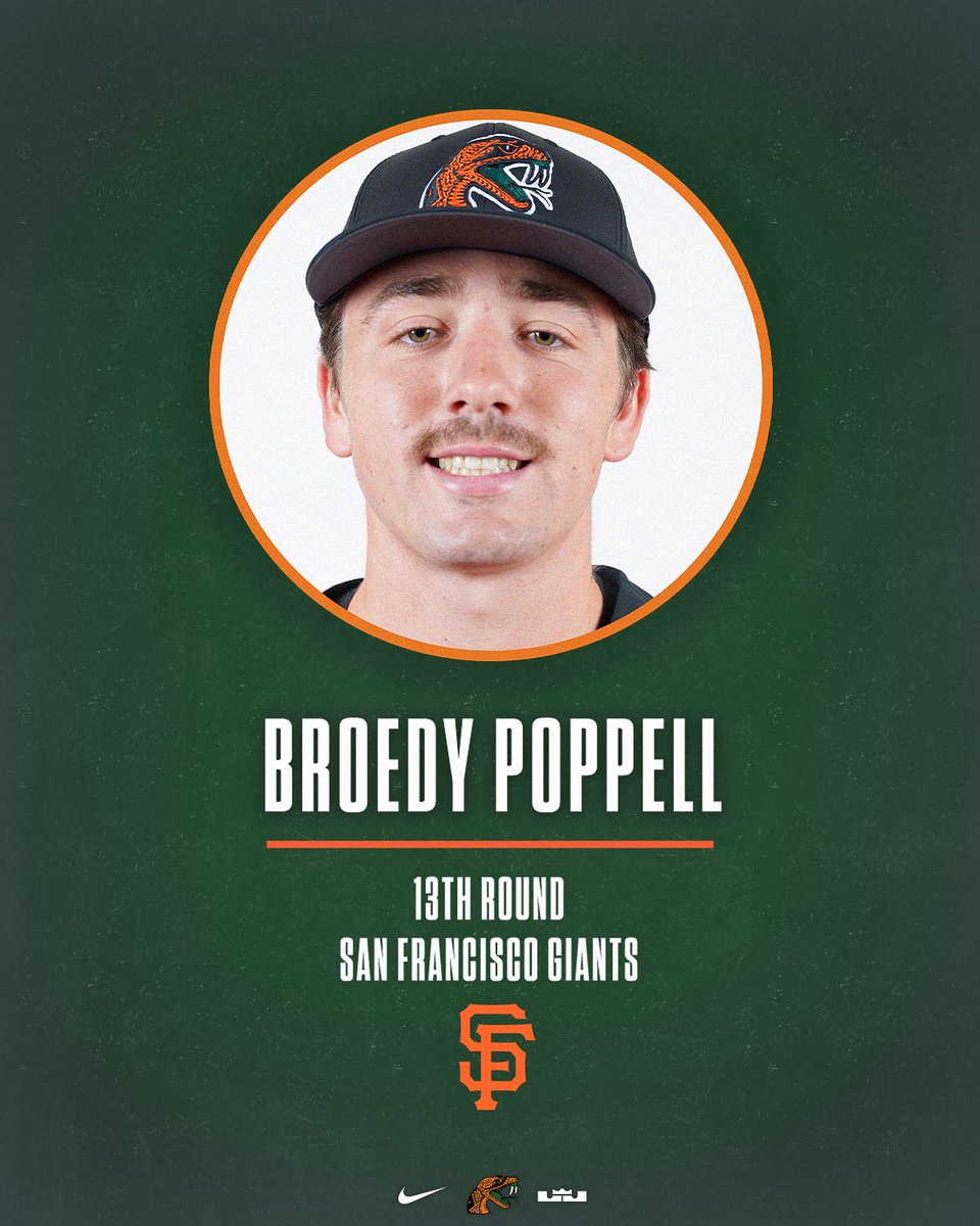 Congratulations to Broedy Poppell for being drafted by the San Francisco Giants in the 13th round of the MLB Draft !

#FAMU | #Rattlers | #FangsUp