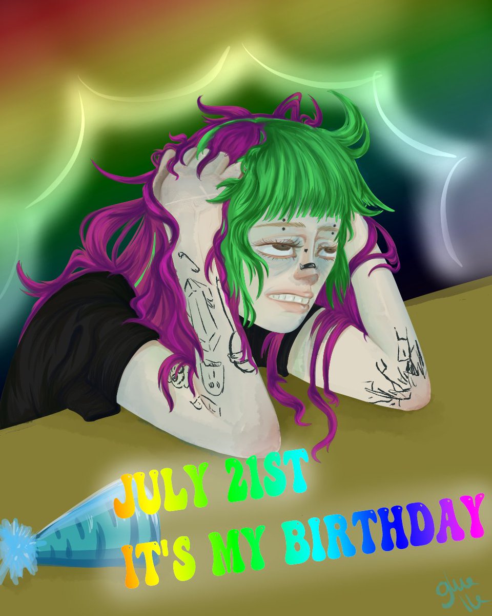 July 21st. Glue Birthday. Stream at 2pm EST, it's gonna be SO MUCH FUN ! Join me for games !!!!!