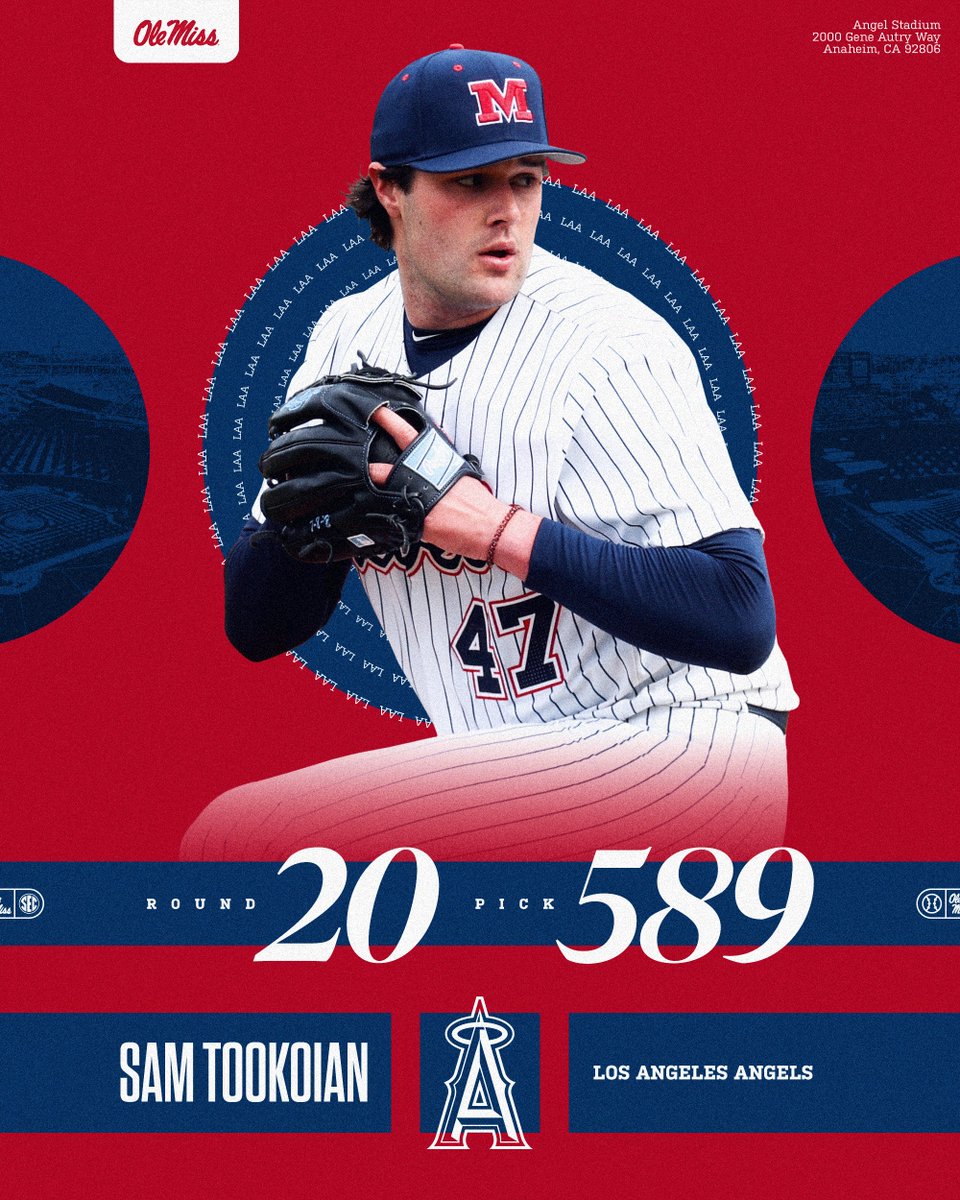 OleMissBSB's tweet image. The @Angels have selected @STookoian in the 20th Round of the 2025 MLB Draft