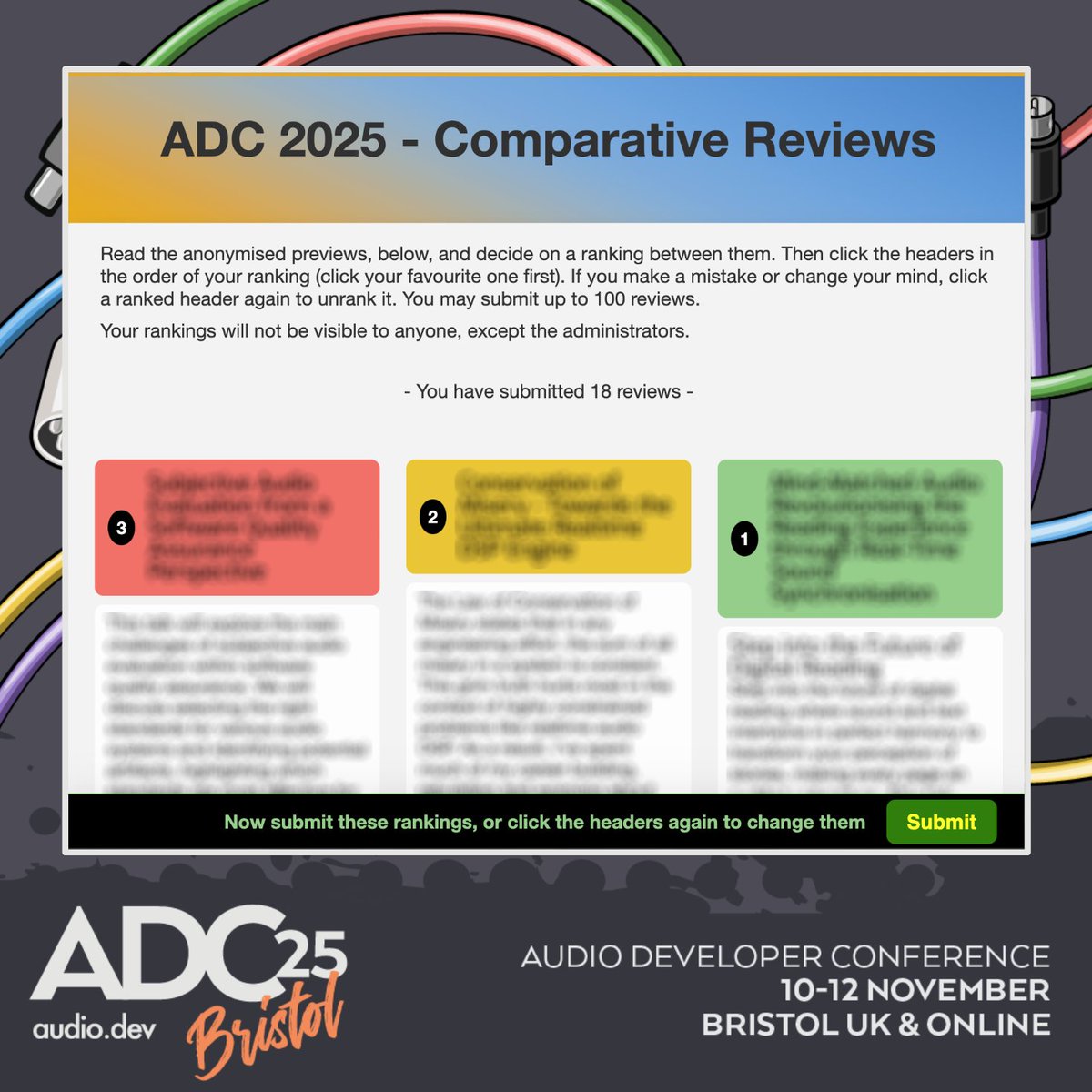 Help Shape ADC25 – Vote on Talks Now!

The public review phase is open! Explore proposed talks and vote for the ones you want to see at this year’s Audio Developer Conference.

For info on how to participate:
🔗 audio.dev/call-for-speak…

#audio #developer #programmer #programming